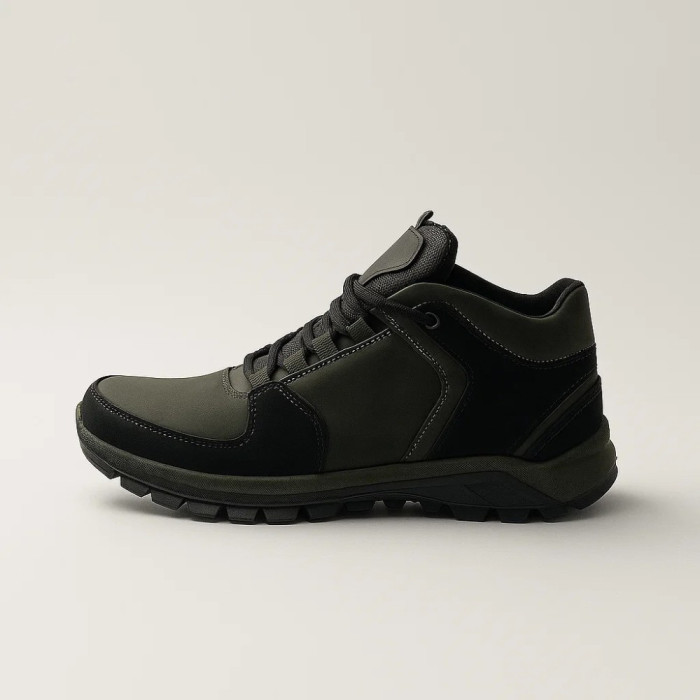 Men’s winter sneakers khaki Alex Bens A2 6071 in genuine leather and wool