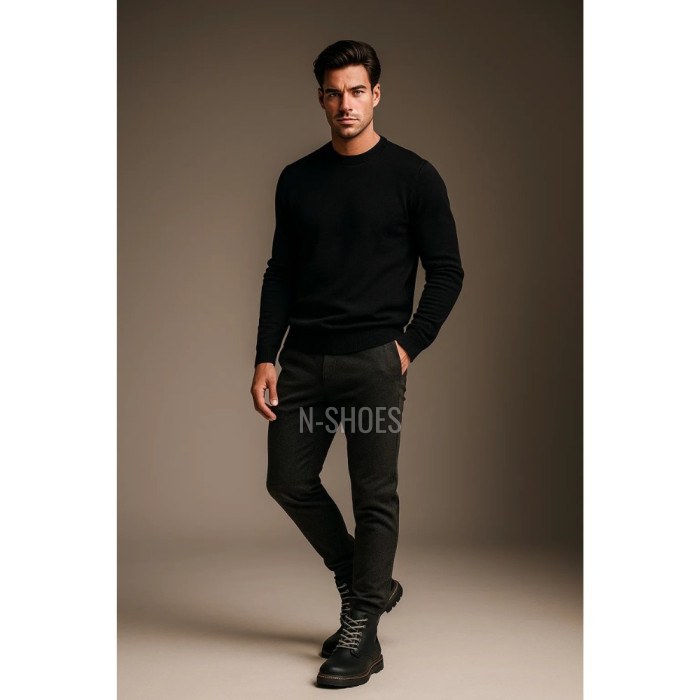 Alex Bens T2B-6072 black winter boots leather and wool in Dr. Martens style