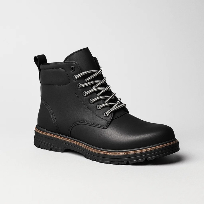 Alex Bens T2B-6072 black winter boots leather and wool in Dr. Martens style