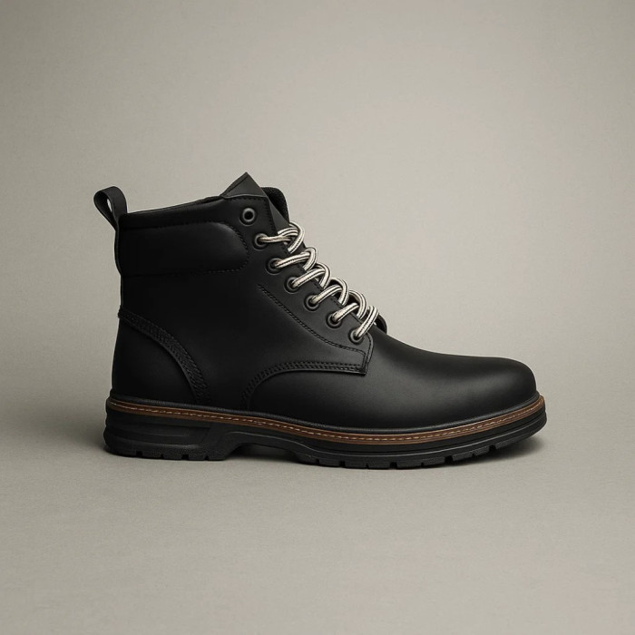 Alex Bens T2B-6072 black winter boots leather and wool in Dr. Martens style