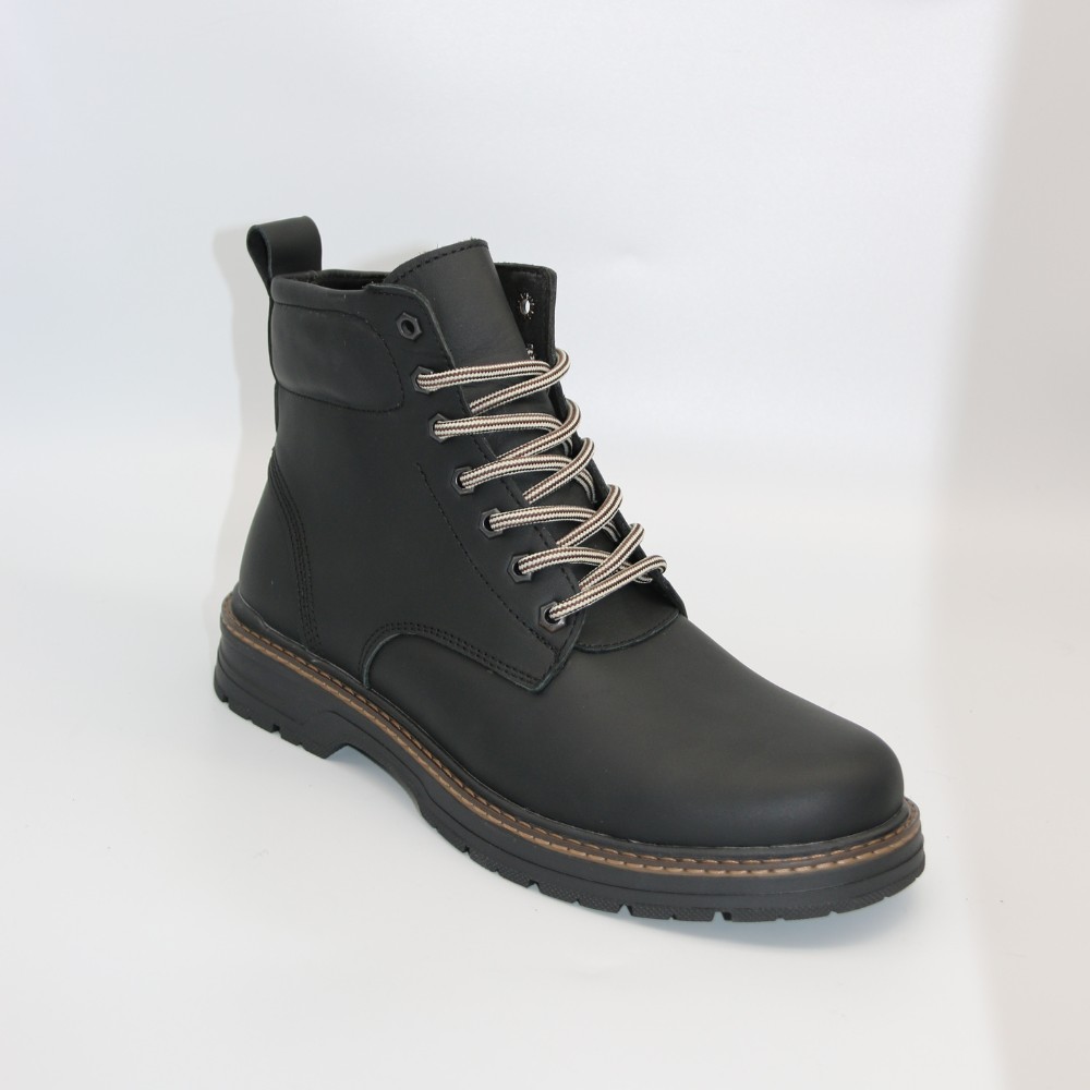 Alex Bens T2B-6072 чорні зимові черевики шкіра і вовна у стилі Dr. Martens