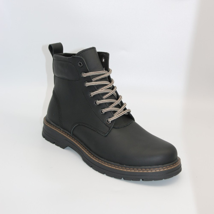 Alex Bens T2B-6072 black winter boots leather and wool in Dr. Martens style