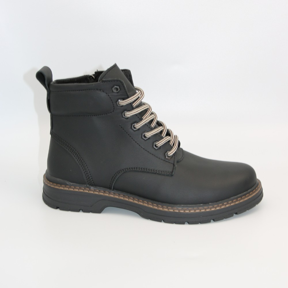 Alex Bens T2B-6072 чорні зимові черевики шкіра і вовна у стилі Dr. Martens