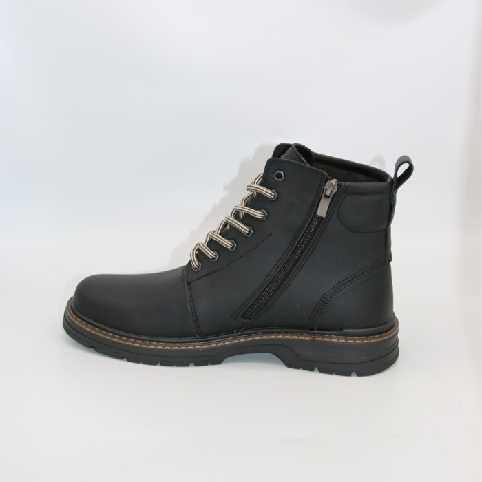 Alex Bens T2B-6072 black winter boots leather and wool in Dr. Martens style