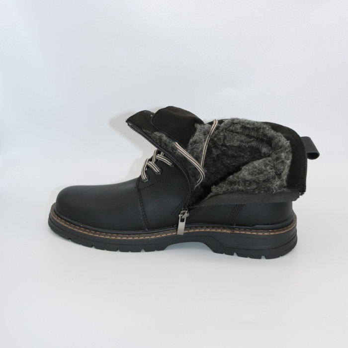Alex Bens T2B-6072 black winter boots leather and wool in Dr. Martens style