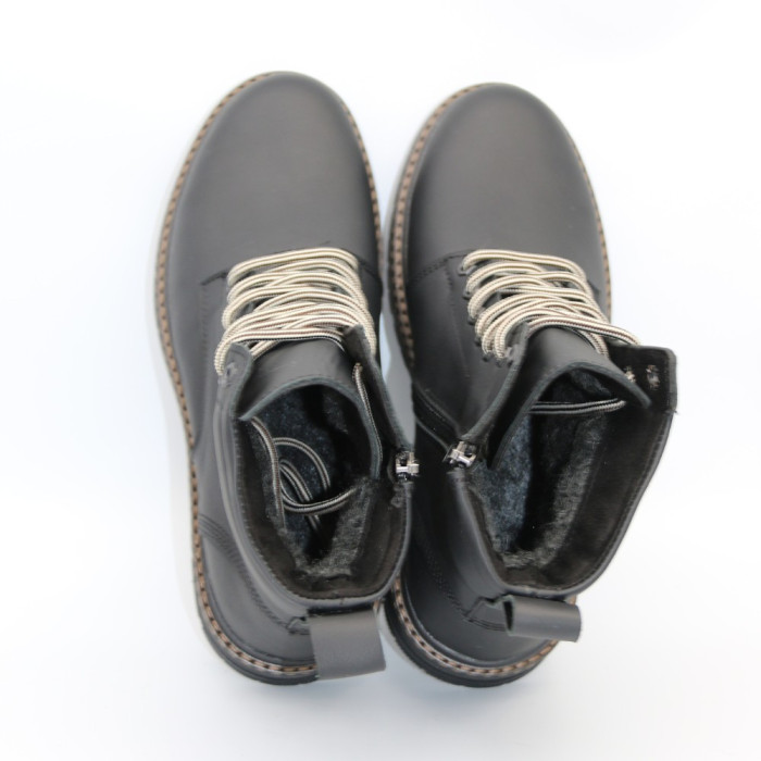 Alex Bens T2B-6072 black winter boots leather and wool in Dr. Martens style