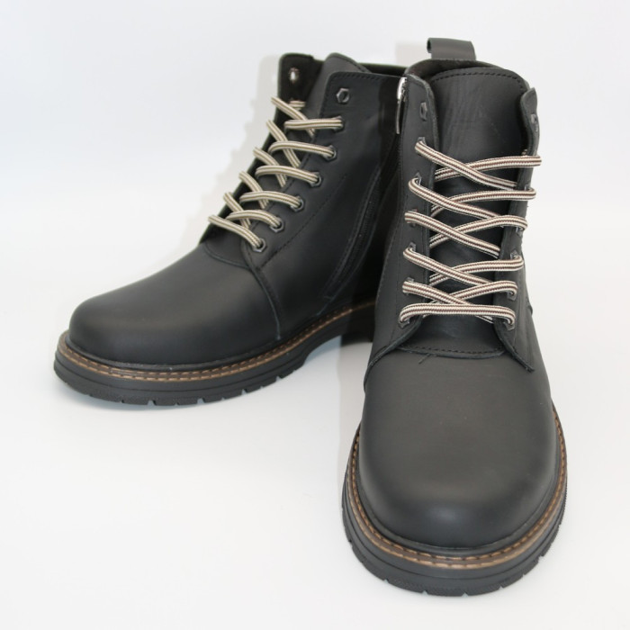 Alex Bens T2B-6072 black winter boots leather and wool in Dr. Martens style