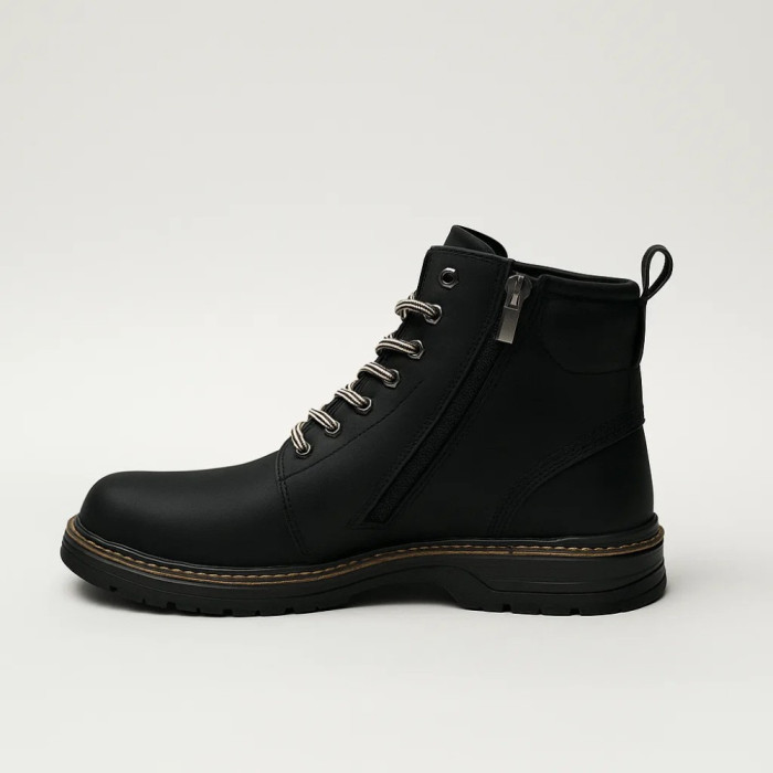 Alex Bens T2B-6072 black winter boots leather and wool in Dr. Martens style