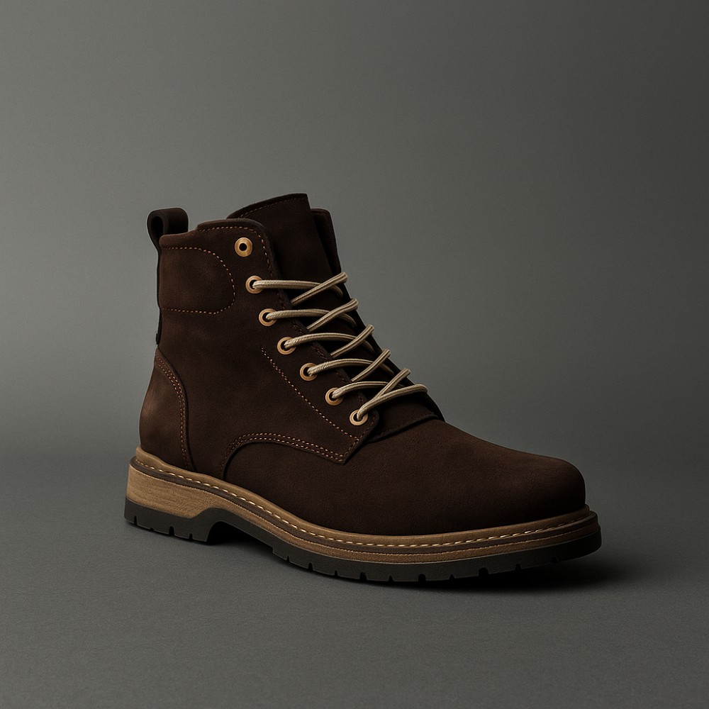 Чоловічі зимові черевики Alex Bens T3B-6073 з нубуку та вовни, коричневі в стилі Dr. Martens