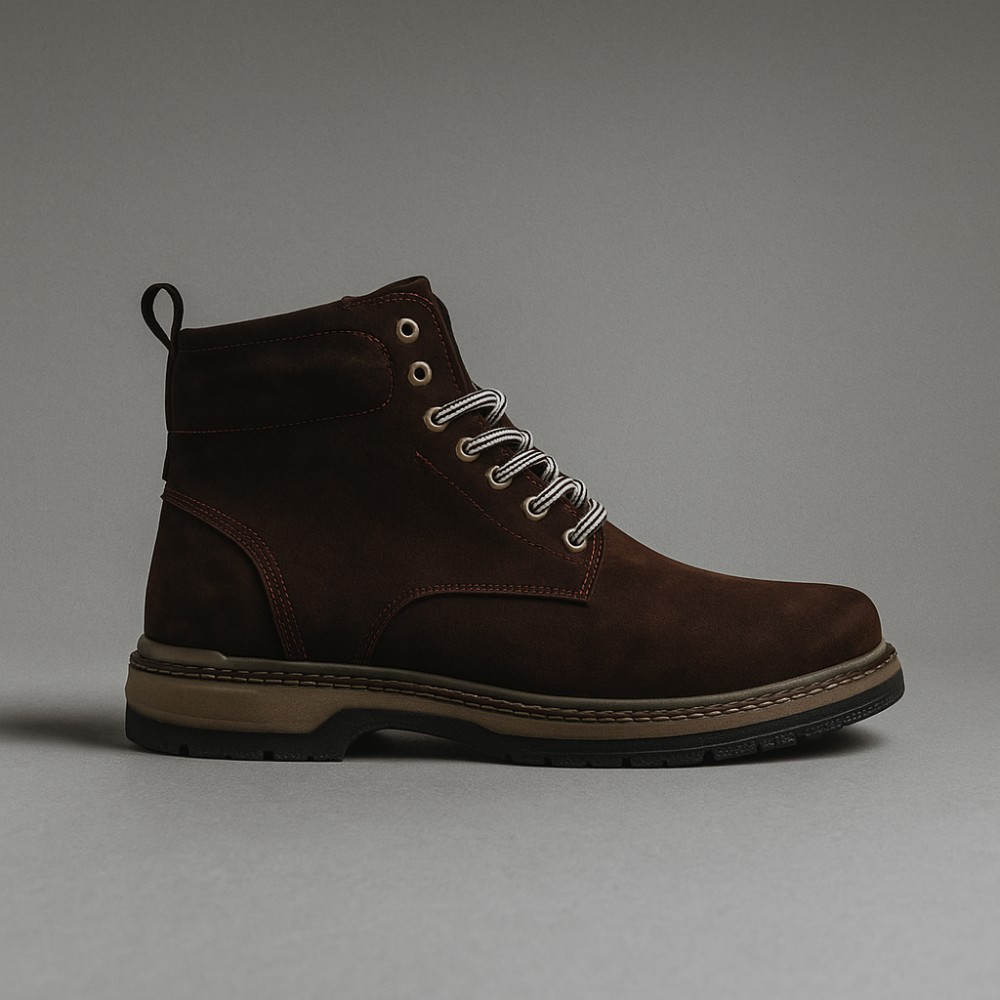 Чоловічі зимові черевики Alex Bens T3B-6073 з нубуку та вовни, коричневі в стилі Dr. Martens