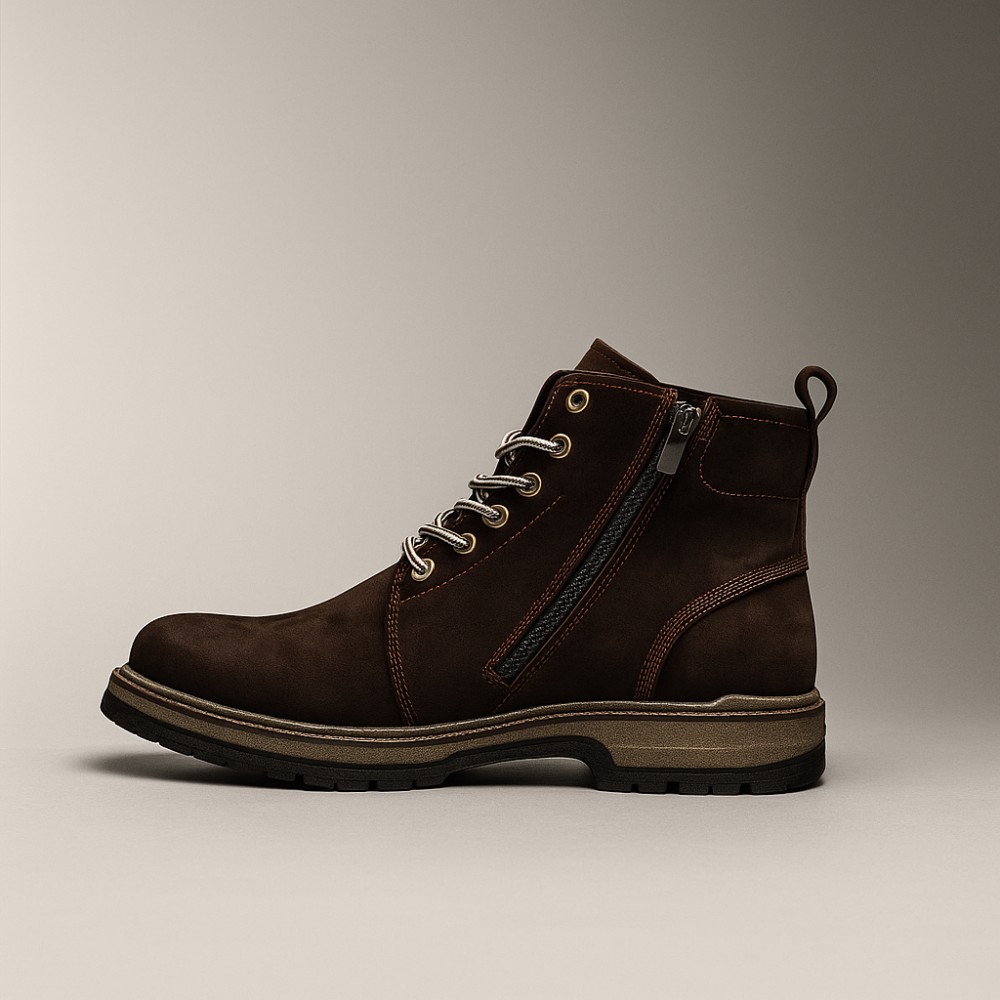 Чоловічі зимові черевики Alex Bens T3B-6073 з нубуку та вовни, коричневі в стилі Dr. Martens