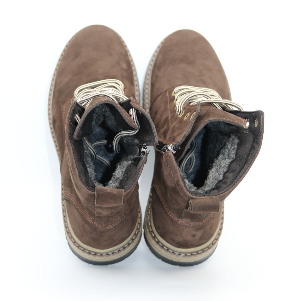 Чоловічі зимові черевики Alex Bens T3B-6073 з нубуку та вовни, коричневі в стилі Dr. Martens