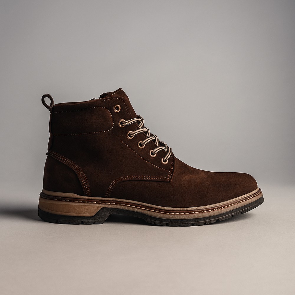 Чоловічі зимові черевики Alex Bens T3B-6073 з нубуку та вовни, коричневі в стилі Dr. Martens