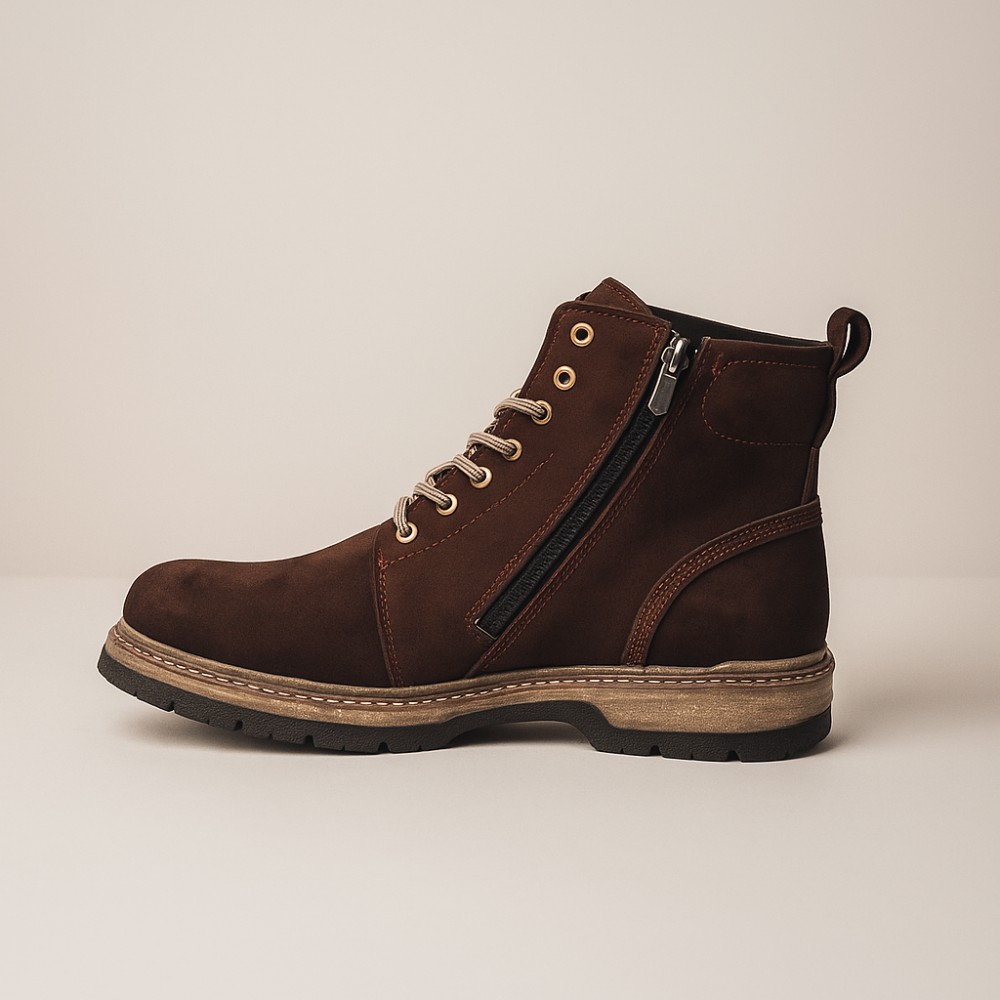 Чоловічі зимові черевики Alex Bens T3B-6073 з нубуку та вовни, коричневі в стилі Dr. Martens