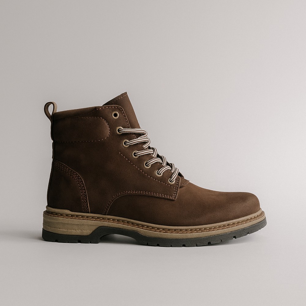 Чоловічі зимові черевики Alex Bens T3B-6073 з нубуку та вовни, коричневі в стилі Dr. Martens