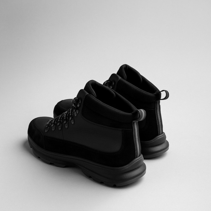 Men’s winter boots in leather and wool, black - Alex Bens 01-col 6074