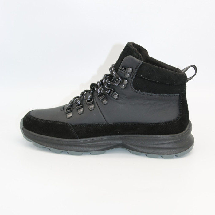 Men’s winter boots in leather and wool, black - Alex Bens 01-col 6074