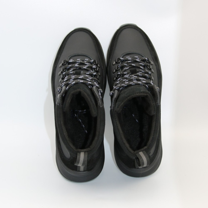 Men’s winter boots in leather and wool, black - Alex Bens 01-col 6074