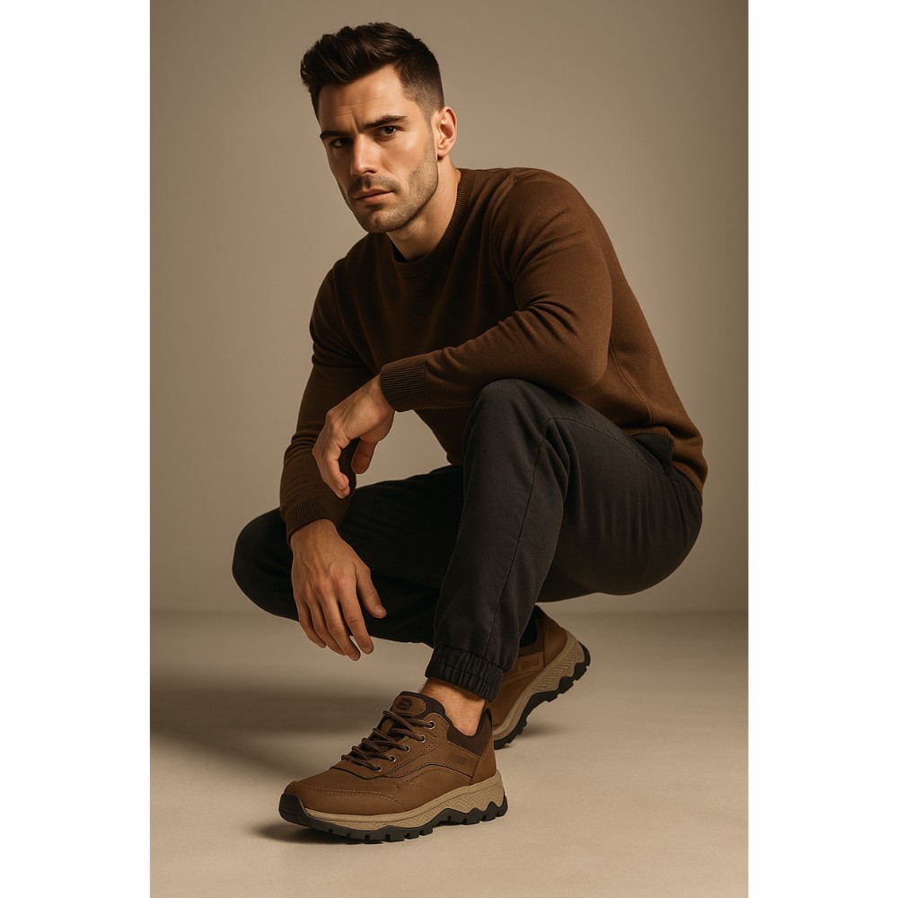 Men’s brown sneakers Grunberg 148153/04-03 6077 genuine leather Gore-Tex and NanoTex warm protection