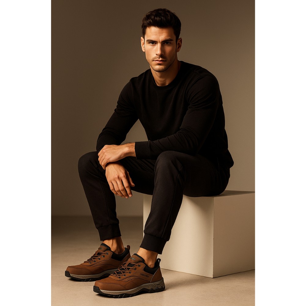 Men’s brown sneakers Grunberg 148153/04-03 6077 genuine leather Gore-Tex and NanoTex warm protection