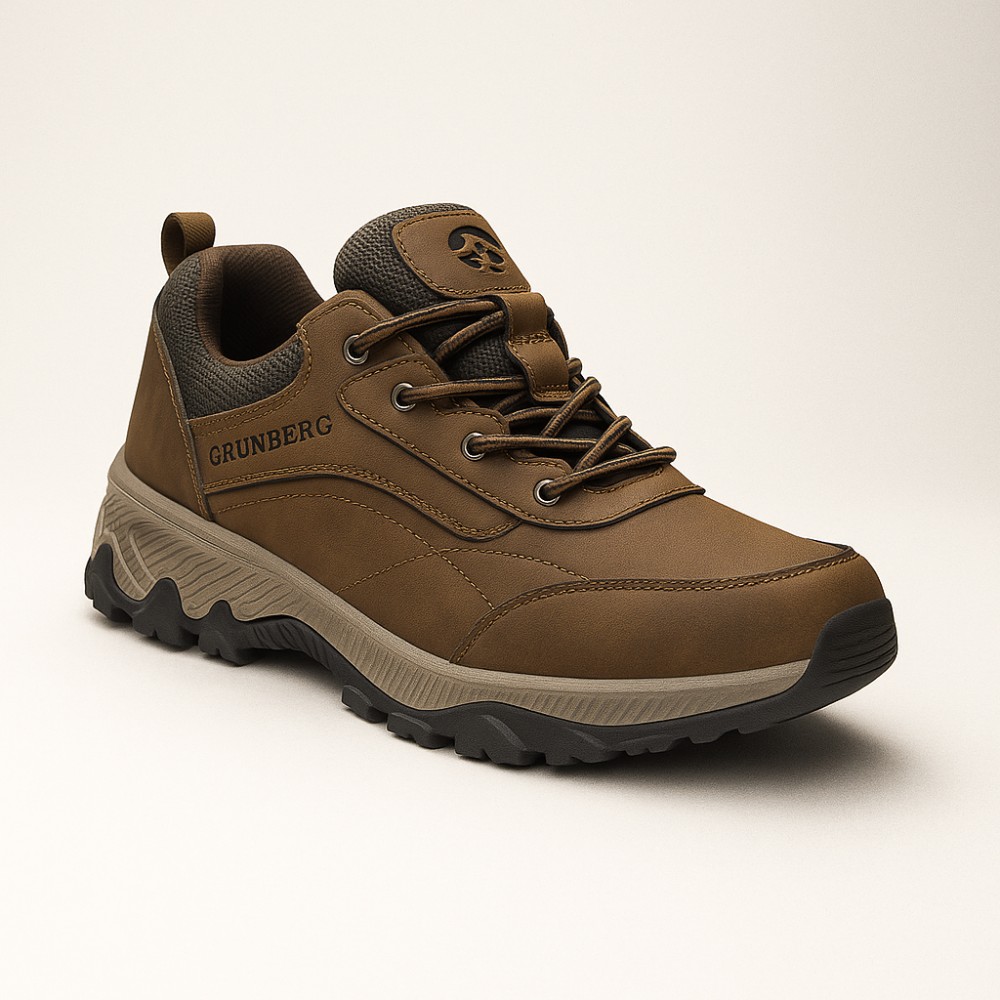 Men’s brown sneakers Grunberg 148153/04-03 6077 genuine leather Gore-Tex and NanoTex warm protection