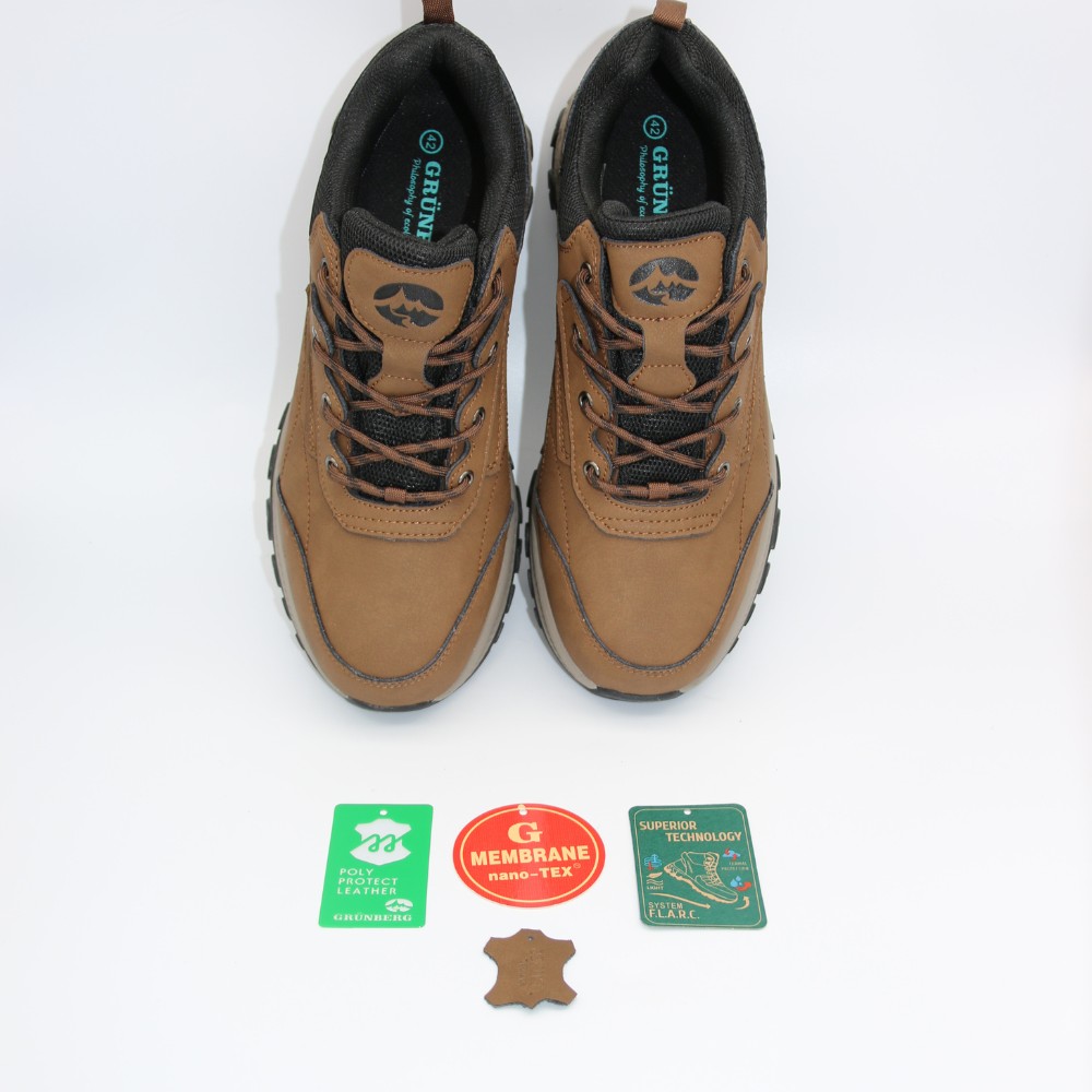 Men’s brown sneakers Grunberg 148153/04-03 6077 genuine leather Gore-Tex and NanoTex warm protection