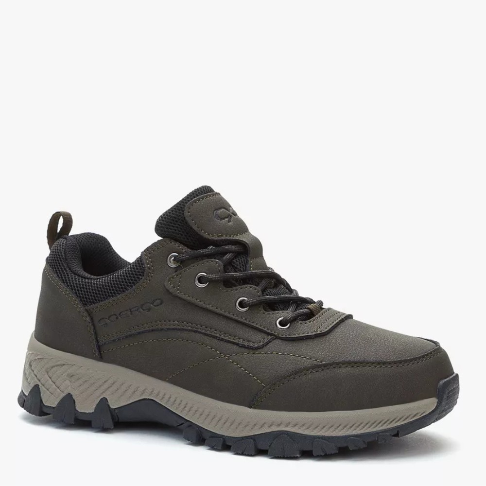 Мужские треккинговые кроссовки хаки Grunberg 148153-04-02 6079 из натуральной кожи с утеплением, мембраной Gore-Tex и подкладкой NanoTex