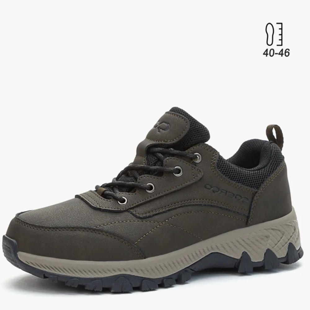 Мужские треккинговые кроссовки хаки Grunberg 148153-04-02 6079 из натуральной кожи с утеплением, мембраной Gore-Tex и подкладкой NanoTex