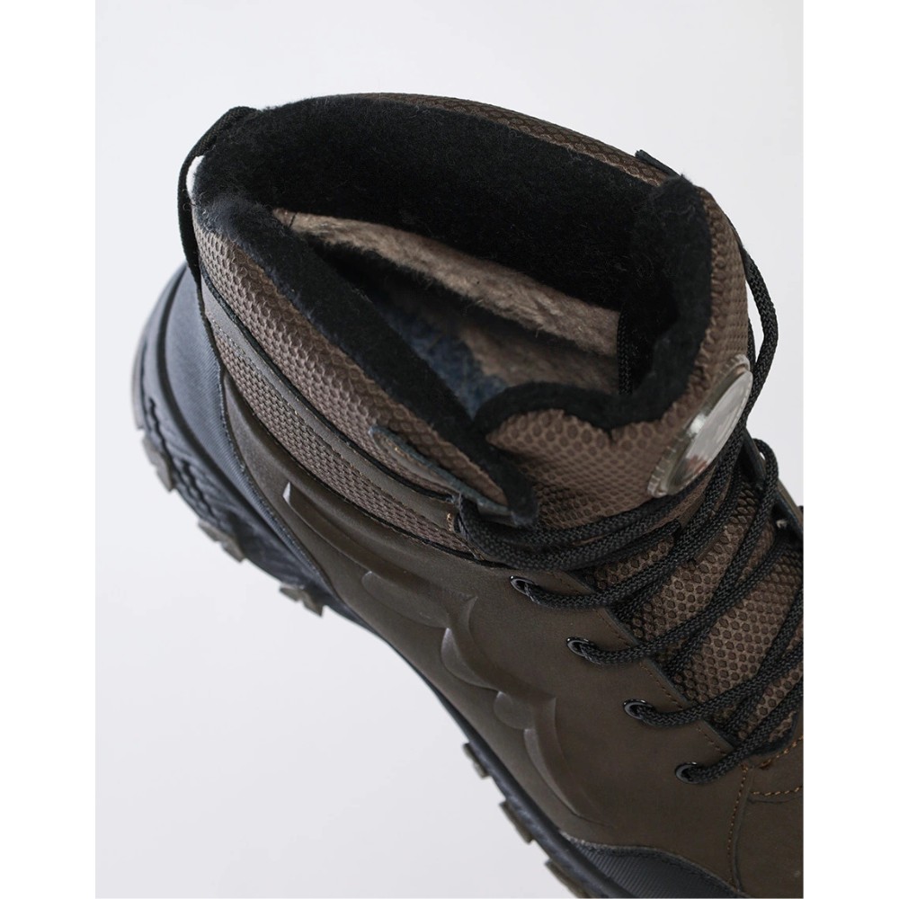 Мужские зимние ботинки хаки GRUNBERG 148153-14-03 6083 из натуральной кожи с шерстью