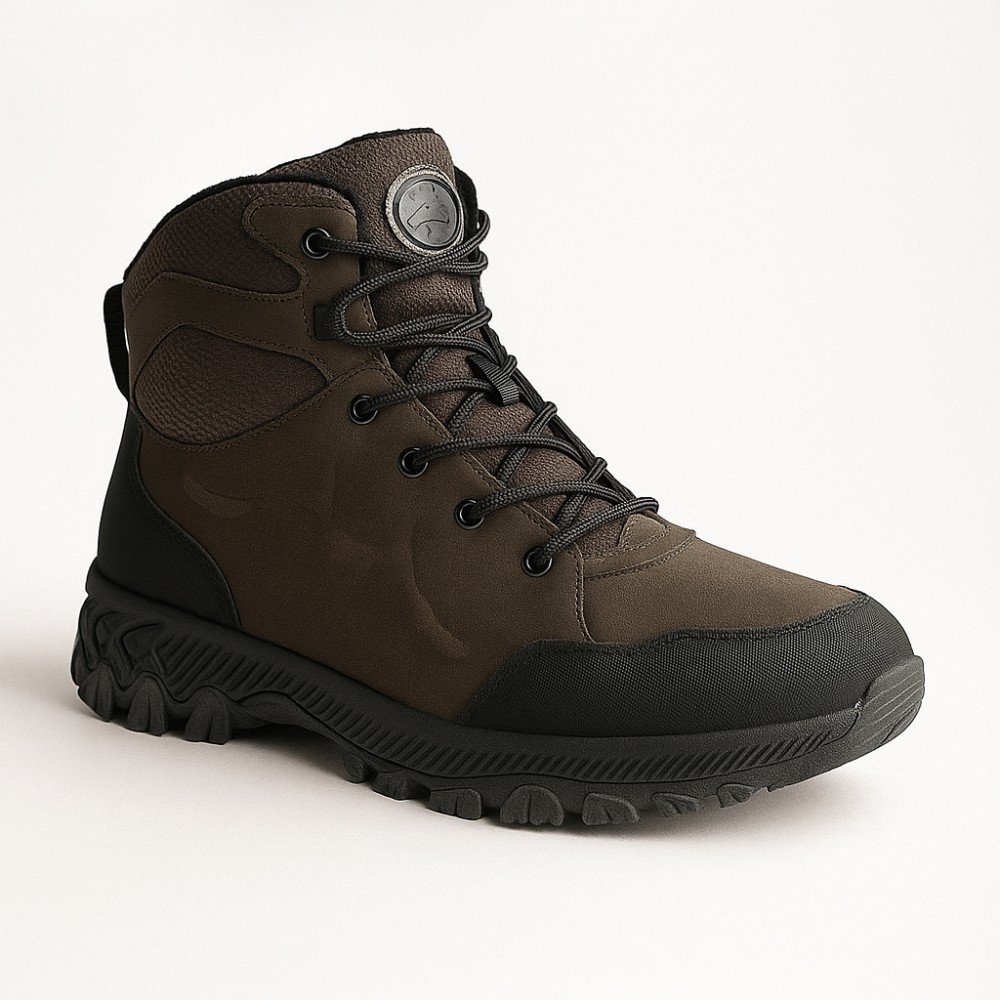 Мужские зимние ботинки хаки GRUNBERG 148153-14-03 6083 из натуральной кожи с шерстью