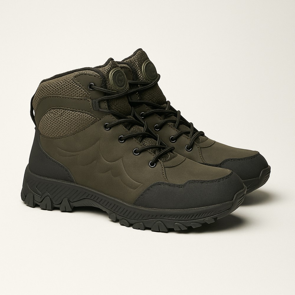 Мужские зимние ботинки хаки GRUNBERG 148153-14-03 6083 из натуральной кожи с шерстью