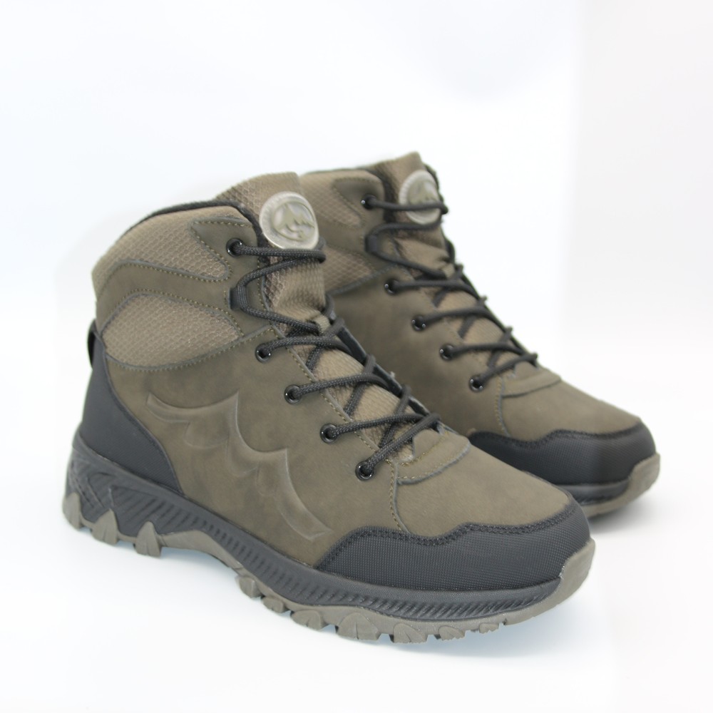 Мужские зимние ботинки хаки GRUNBERG 148153-14-03 6083 из натуральной кожи с шерстью