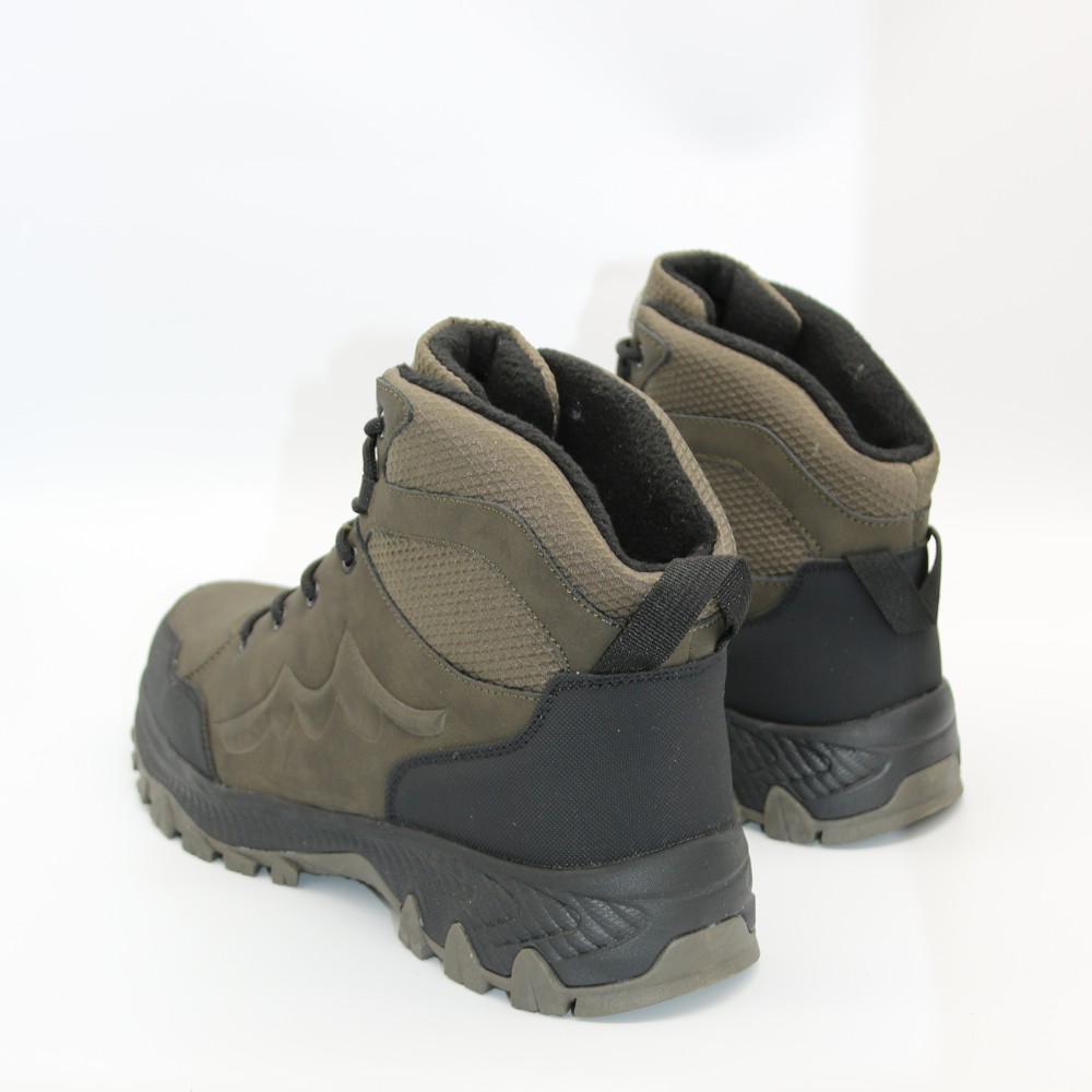 Мужские зимние ботинки хаки GRUNBERG 148153-14-03 6083 из натуральной кожи с шерстью