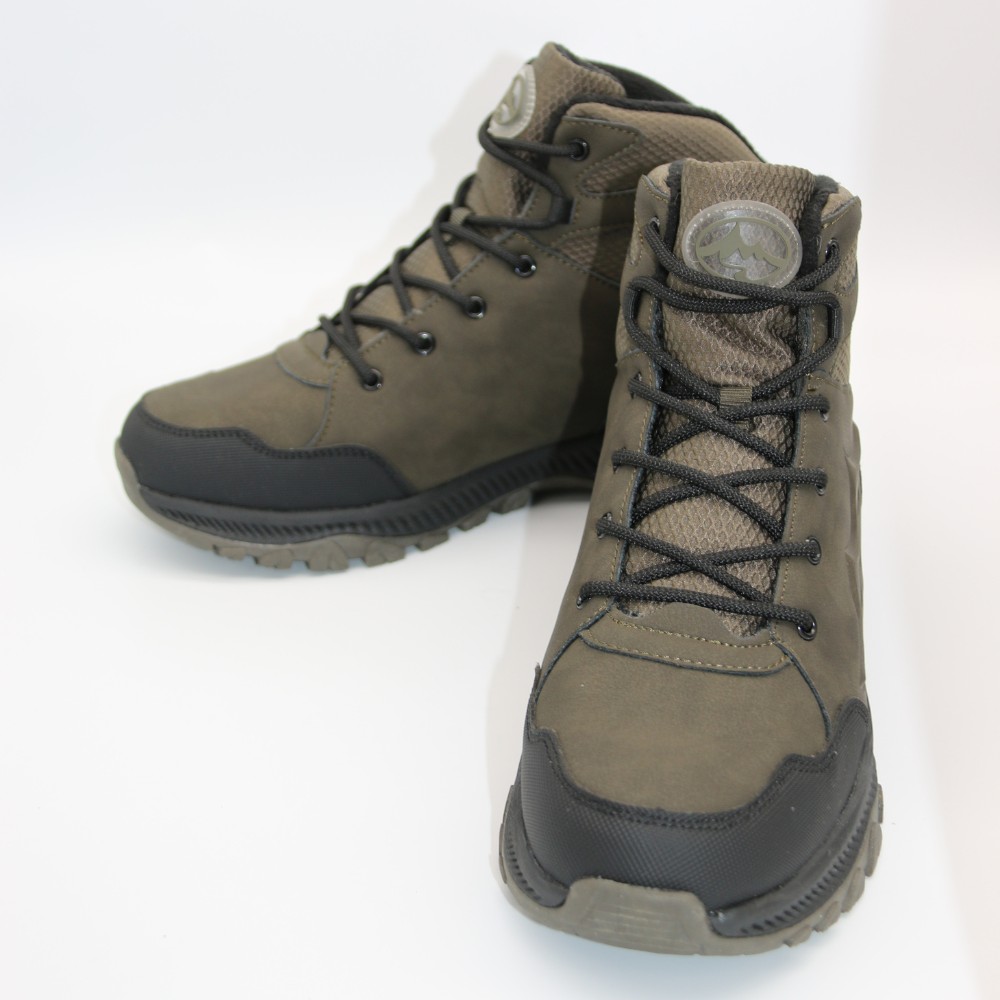 Мужские зимние ботинки хаки GRUNBERG 148153-14-03 6083 из натуральной кожи с шерстью