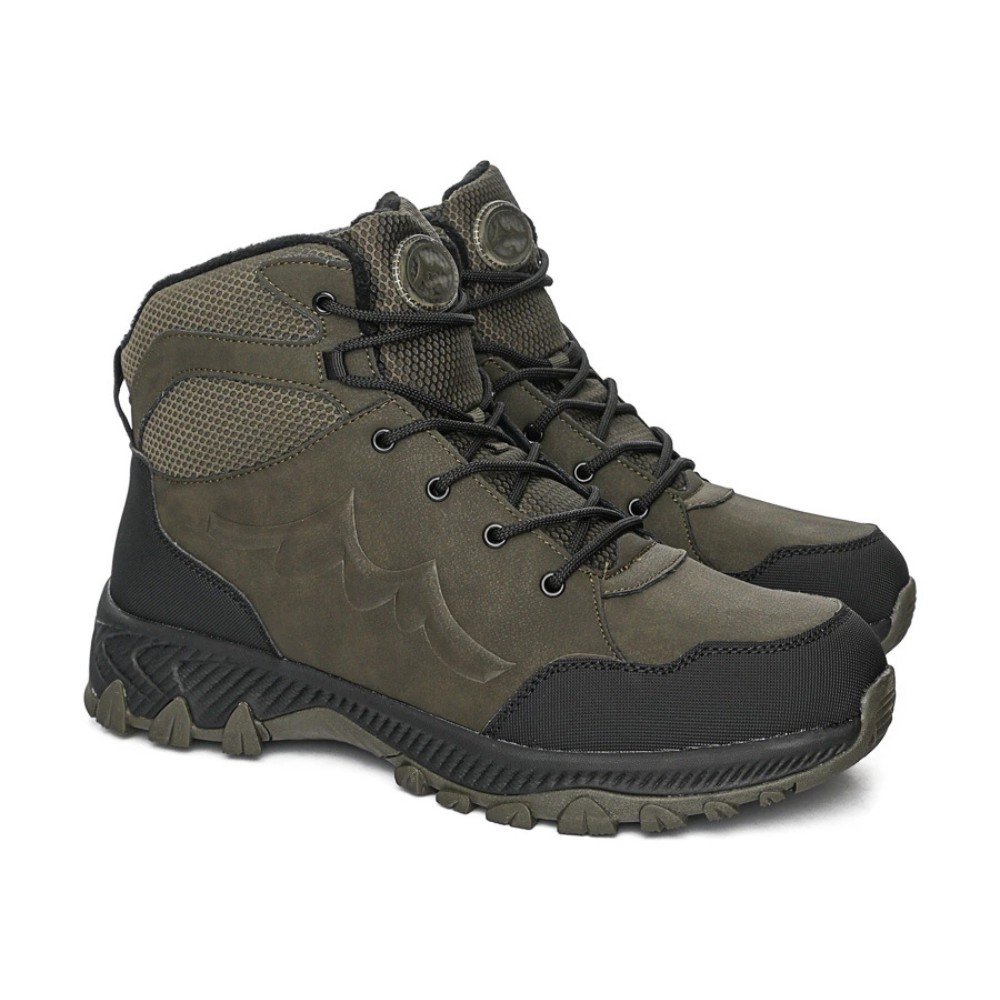 Мужские зимние ботинки хаки GRUNBERG 148153-14-03 6083 из натуральной кожи с шерстью