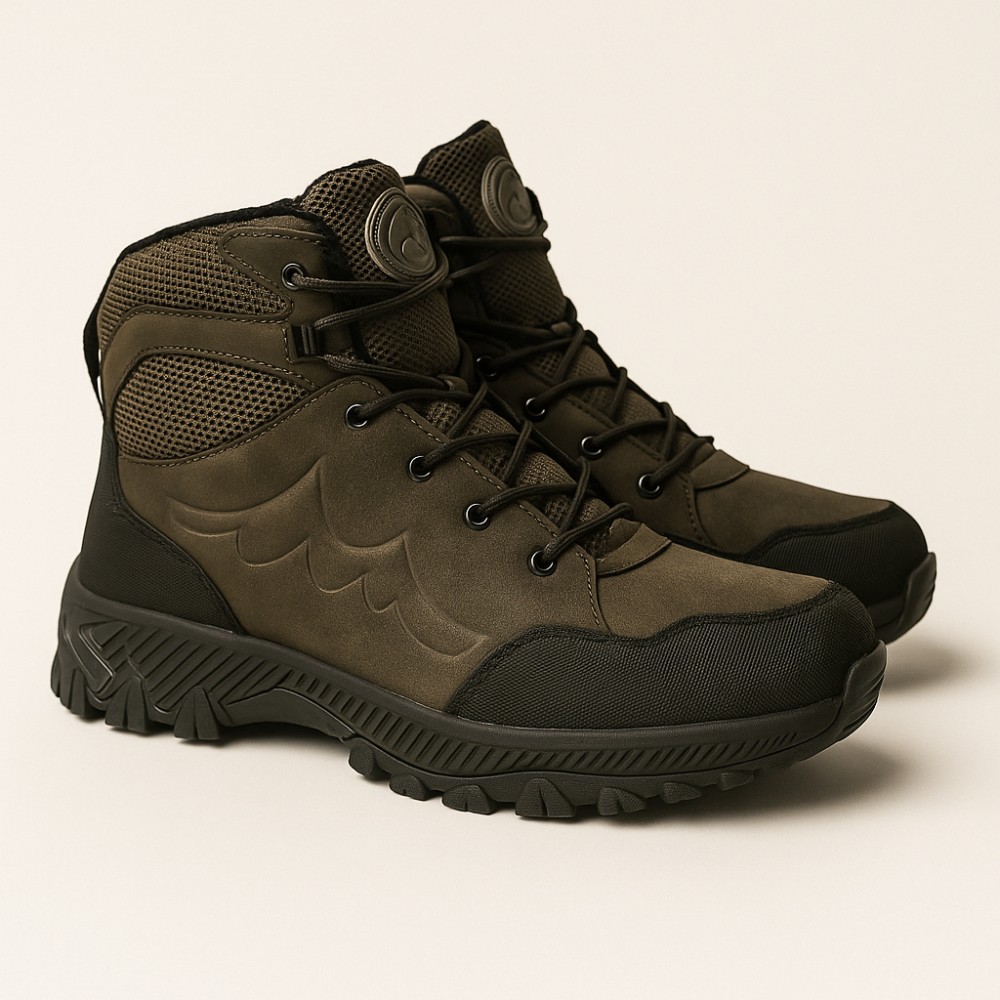 Мужские зимние ботинки хаки GRUNBERG 148153-14-03 6083 из натуральной кожи с шерстью