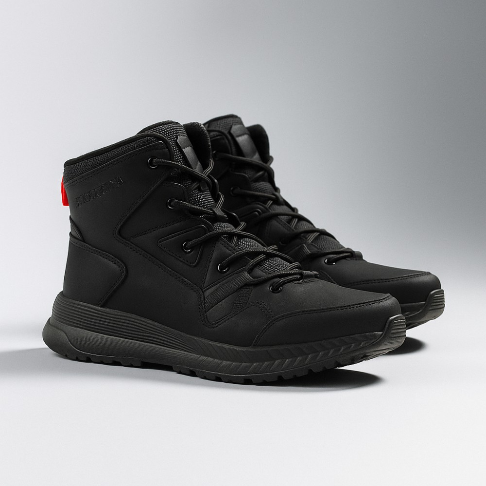 Grunberg 148193-10-01E 6085 - чёрные мужские зимние ботинки из натуральной кожи и шерсти