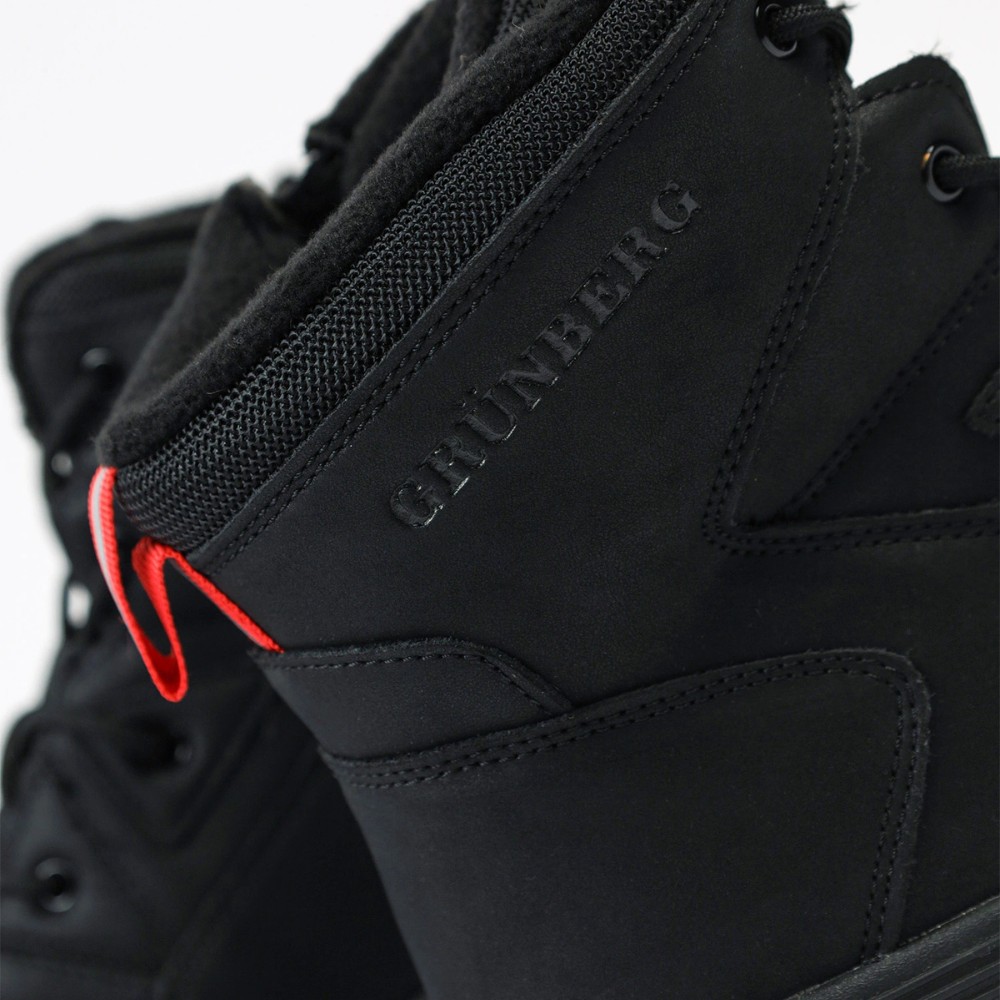 Grunberg 148193-10-01E 6085 - чёрные мужские зимние ботинки из натуральной кожи и шерсти