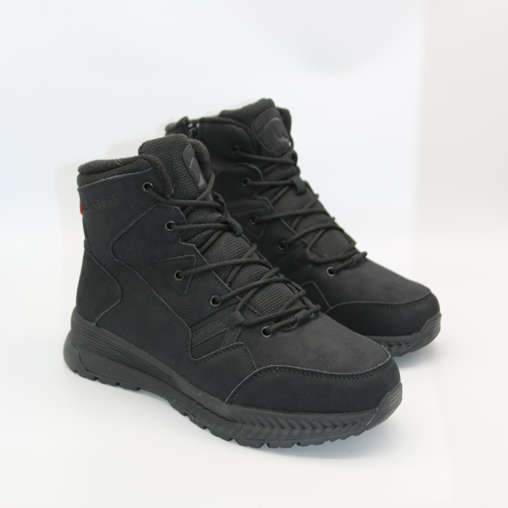Grunberg 148193-10-01E 6085 - чёрные мужские зимние ботинки из натуральной кожи и шерсти