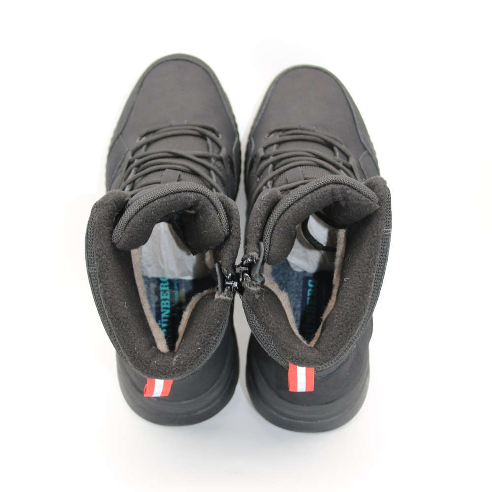 Grunberg 148193-10-01E 6085 - чёрные мужские зимние ботинки из натуральной кожи и шерсти