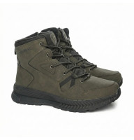 Men's winter boots GRUNBERG 148193-10-03E 6086 made of genuine leather with natural fur, khaki color
