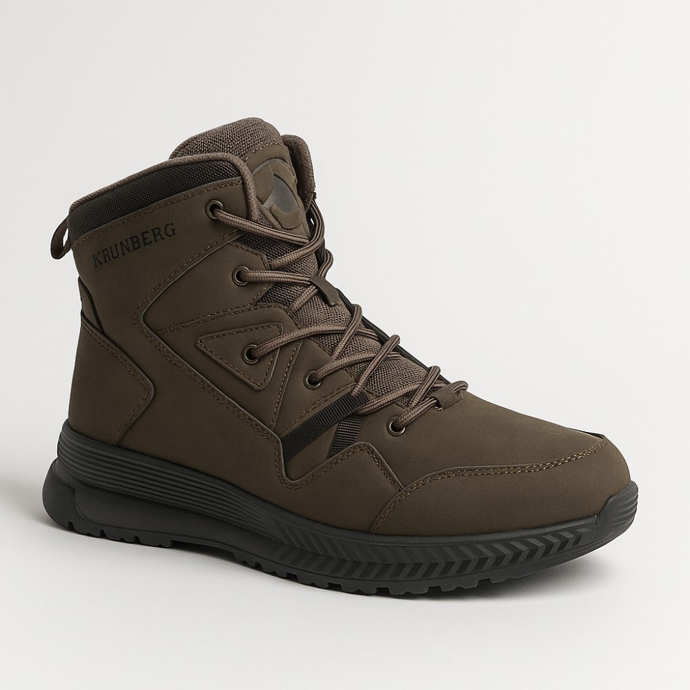 Men’s winter boots GRUNBERG 148193-10-03E 6086, leather with natural fur, khaki