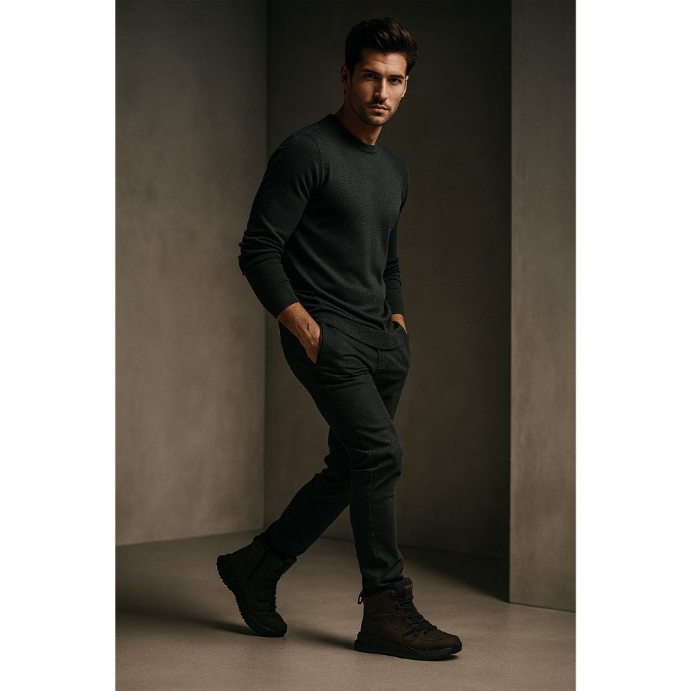 Men’s winter boots GRUNBERG 148193-10-03E 6086, leather with natural fur, khaki