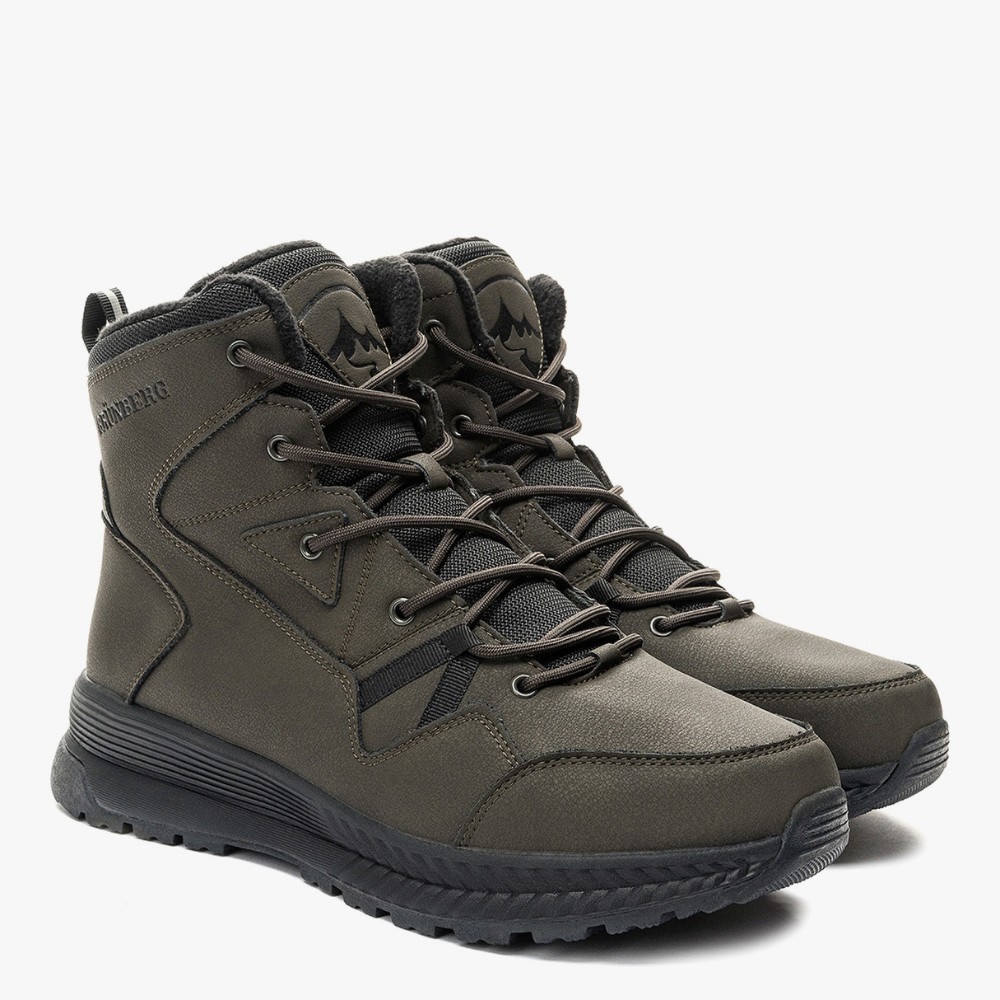 Men’s winter boots GRUNBERG 148193-10-03E 6086, leather with natural fur, khaki