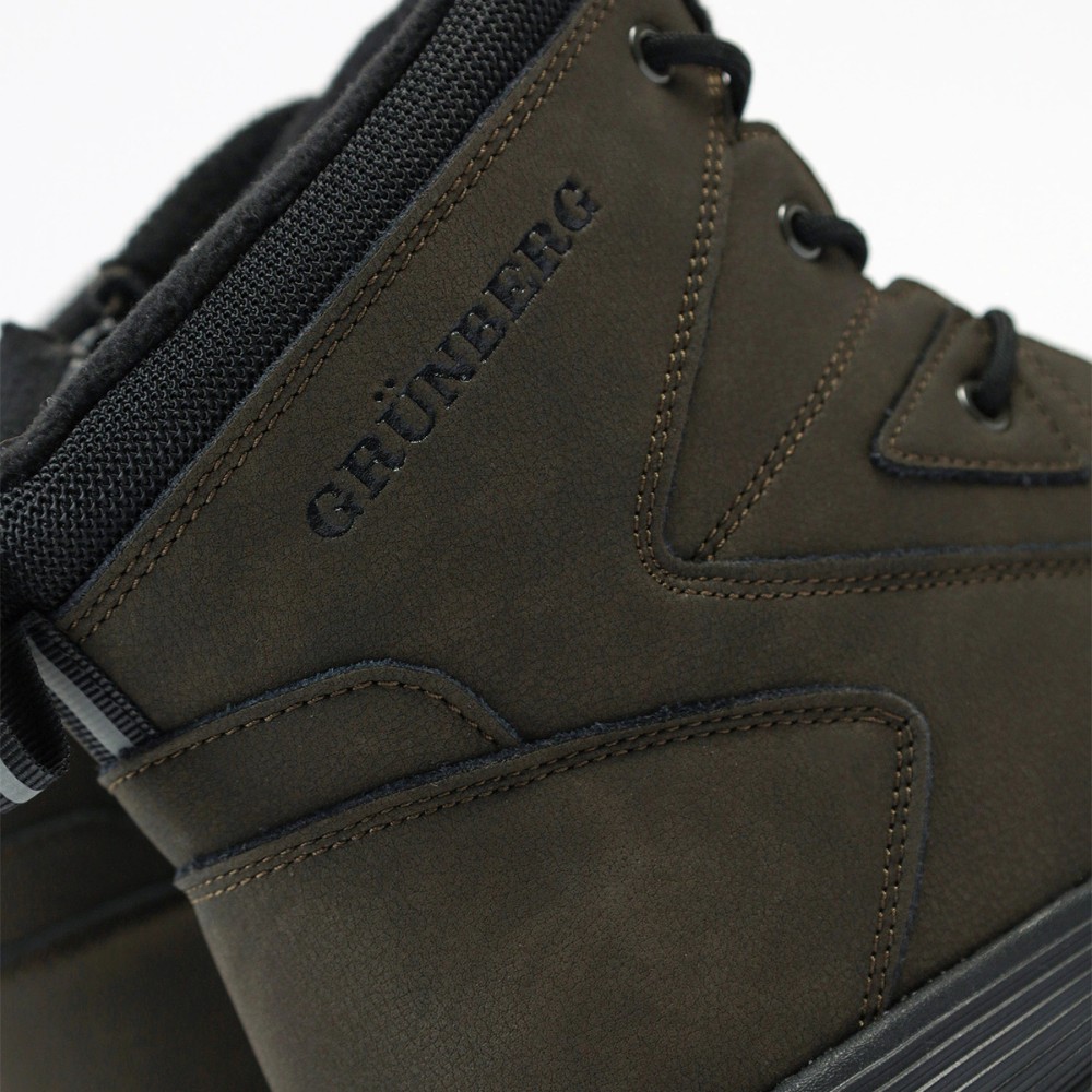 Men’s winter boots GRUNBERG 148193-10-03E 6086, leather with natural fur, khaki