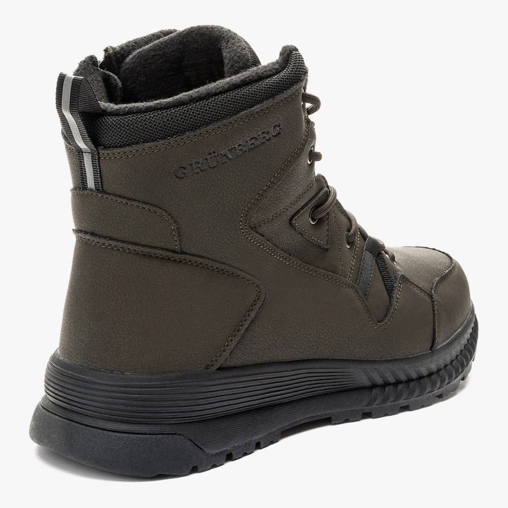 Men’s winter boots GRUNBERG 148193-10-03E 6086, leather with natural fur, khaki