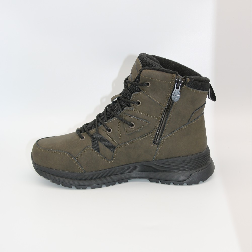 Men’s winter boots GRUNBERG 148193-10-03E 6086, leather with natural fur, khaki