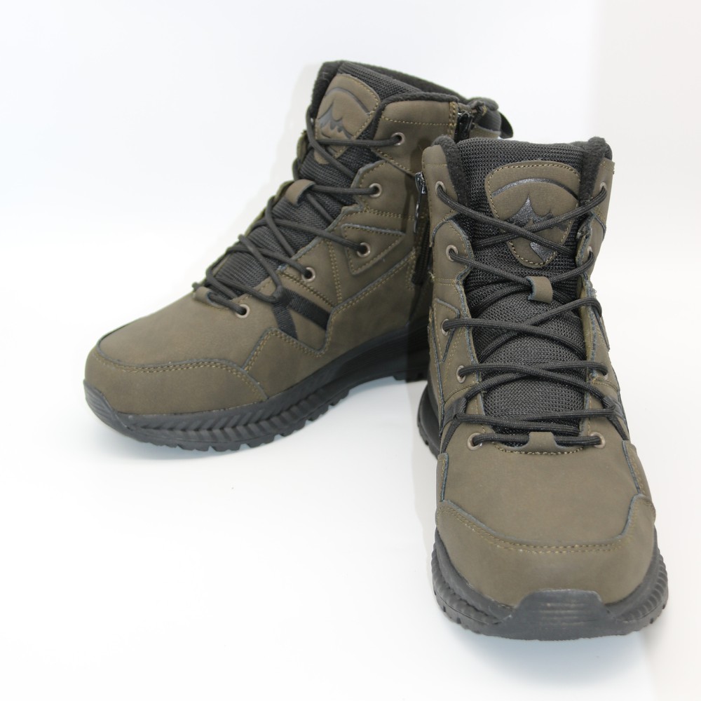 Men’s winter boots GRUNBERG 148193-10-03E 6086, leather with natural fur, khaki