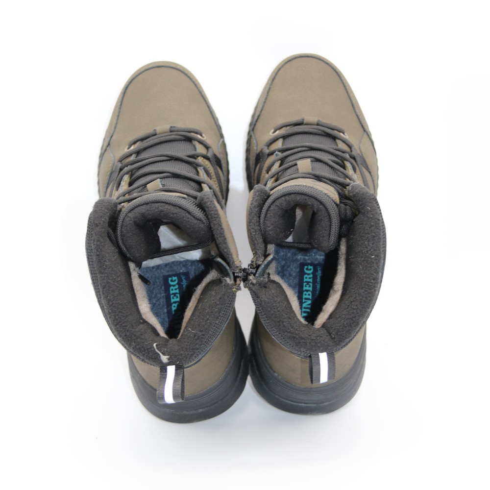 Men’s winter boots GRUNBERG 148193-10-03E 6086, leather with natural fur, khaki