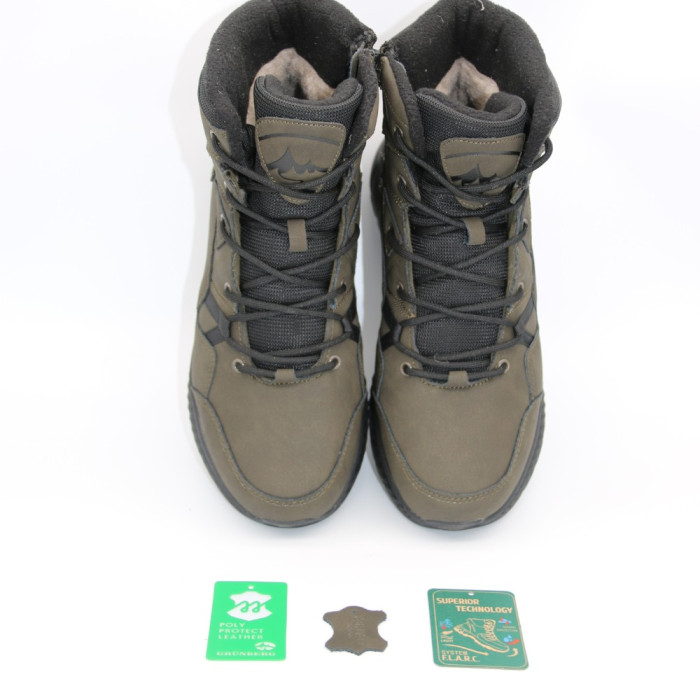 Мужские зимние ботинки Grunberg 148193-10-03E 6086 на меху (Хаки)